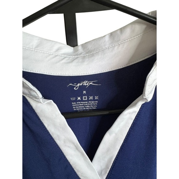 X By Gottex Lorna Binding Dress Sleeveless Medium Navy Golf Pockets Athleisure - Picture 5 of 6